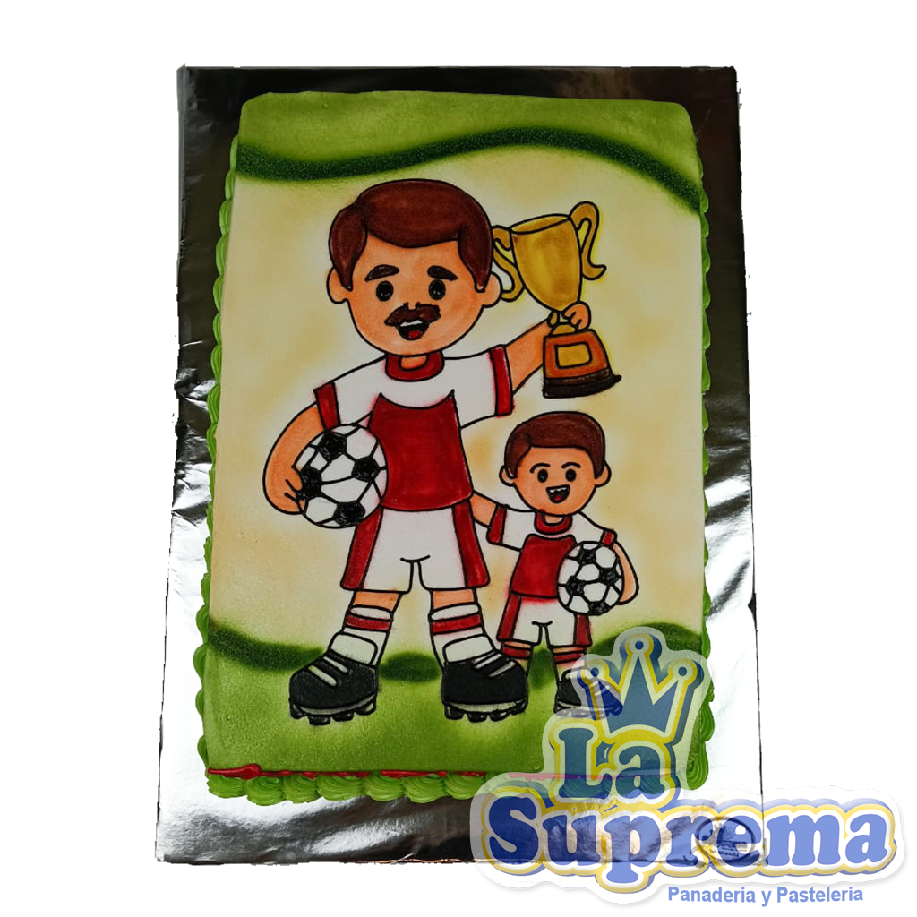 Papá e hijo futbolero